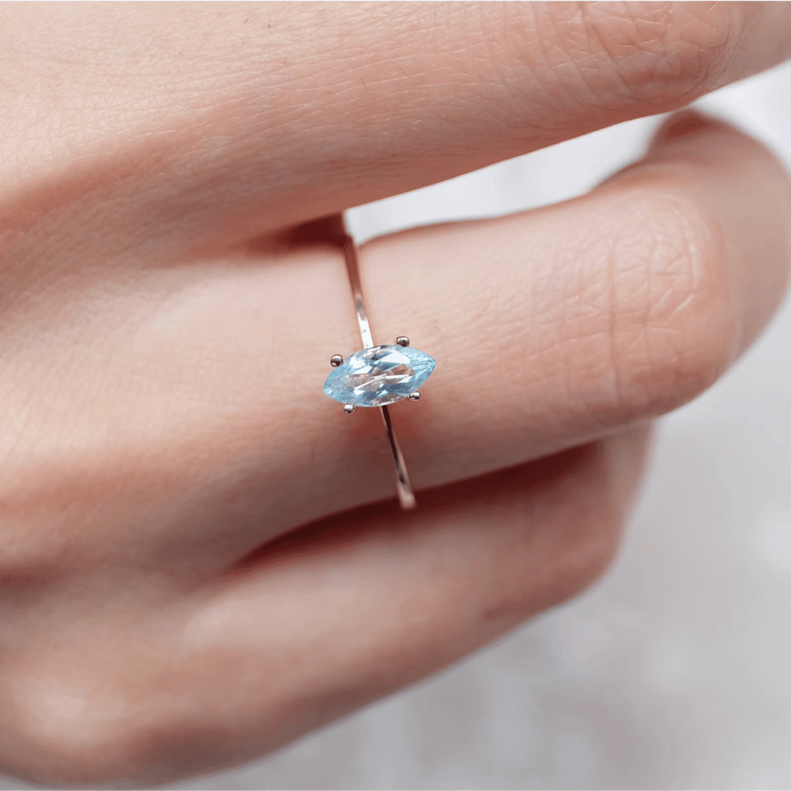 Aquamarine Solitaire Ring Adrianne - SOVATS