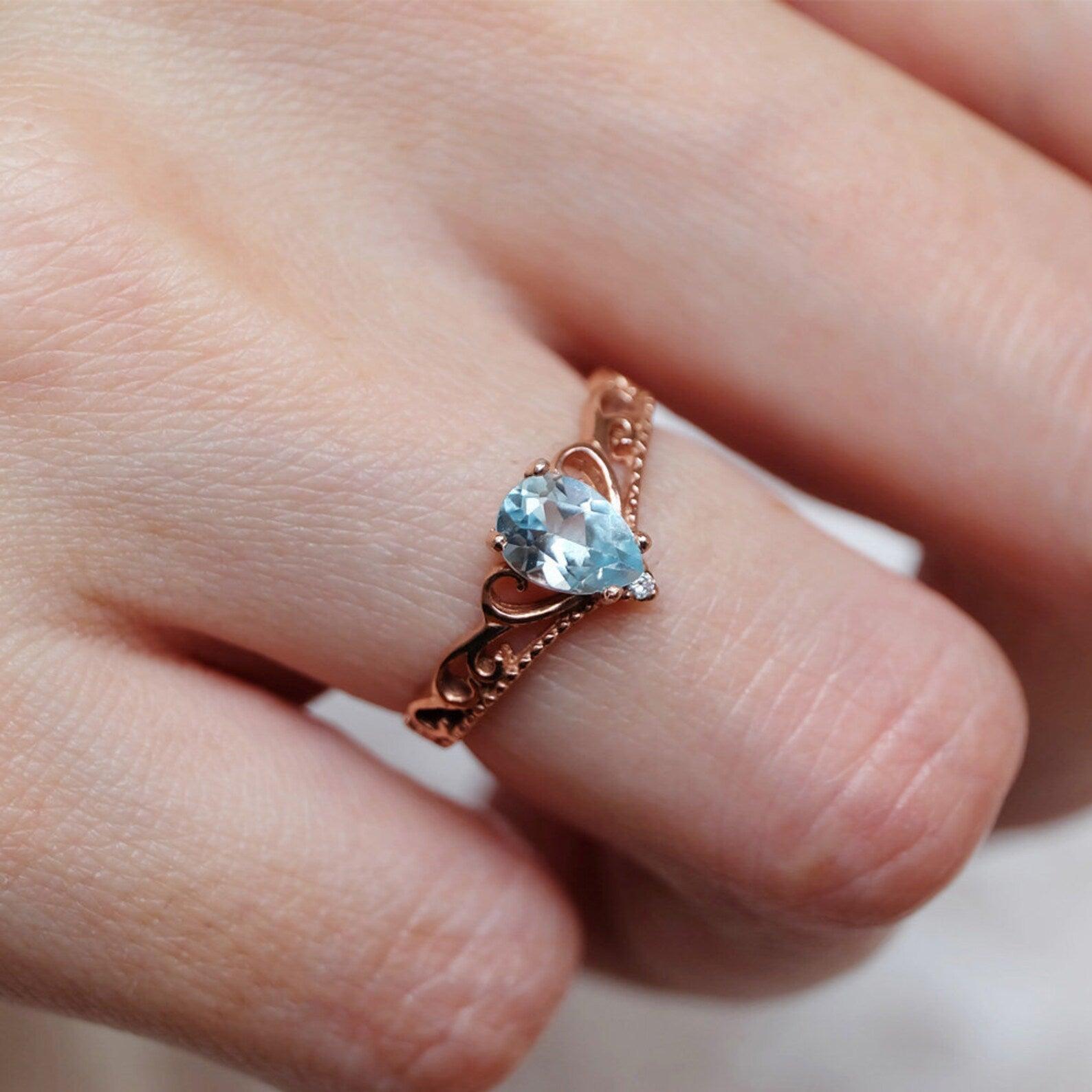 Aquamarine Vintage Ring Elise - SOVATS