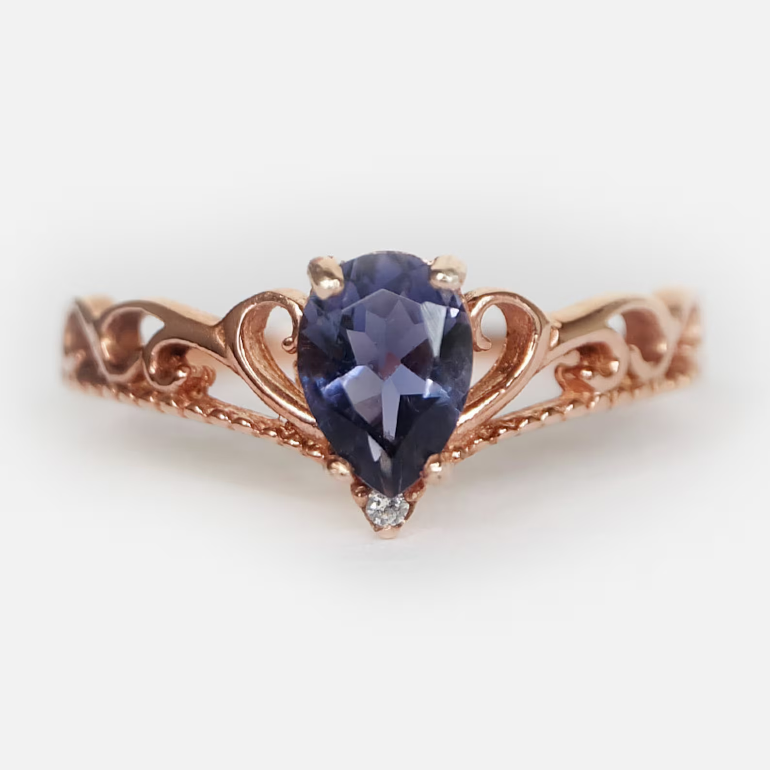 Iolite Vintage Crown Ring Elise