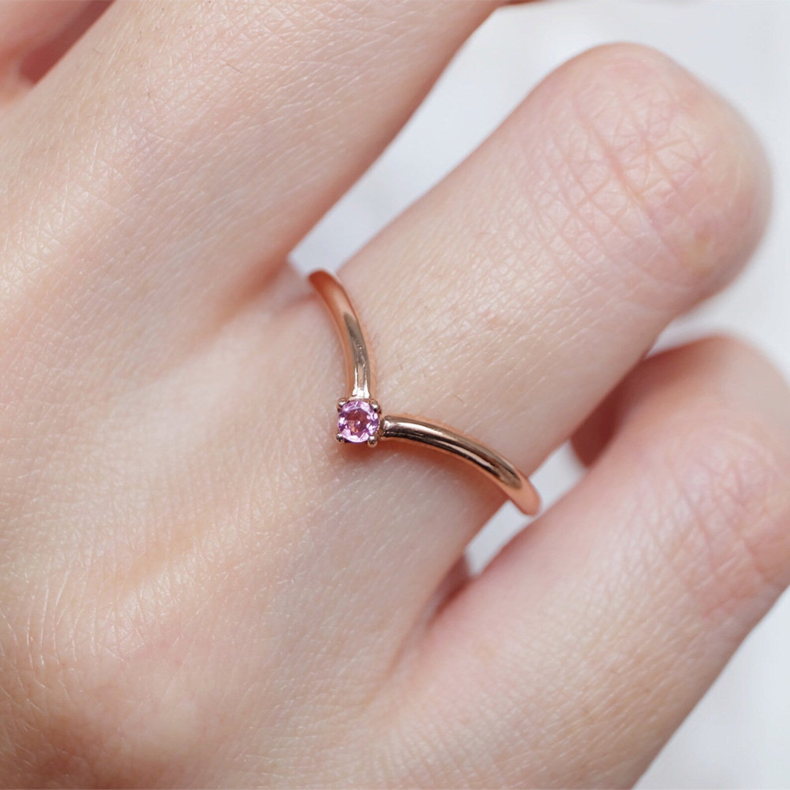 Pink Sapphire Solitaire Ring Beluna