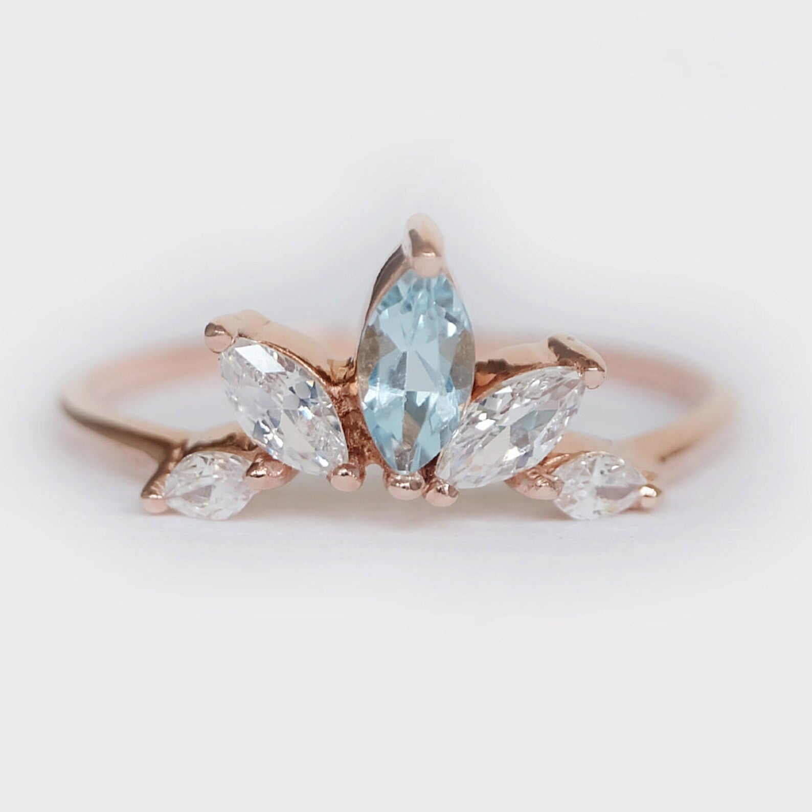 Aquamarine Cluster Ring Enu - SOVATS