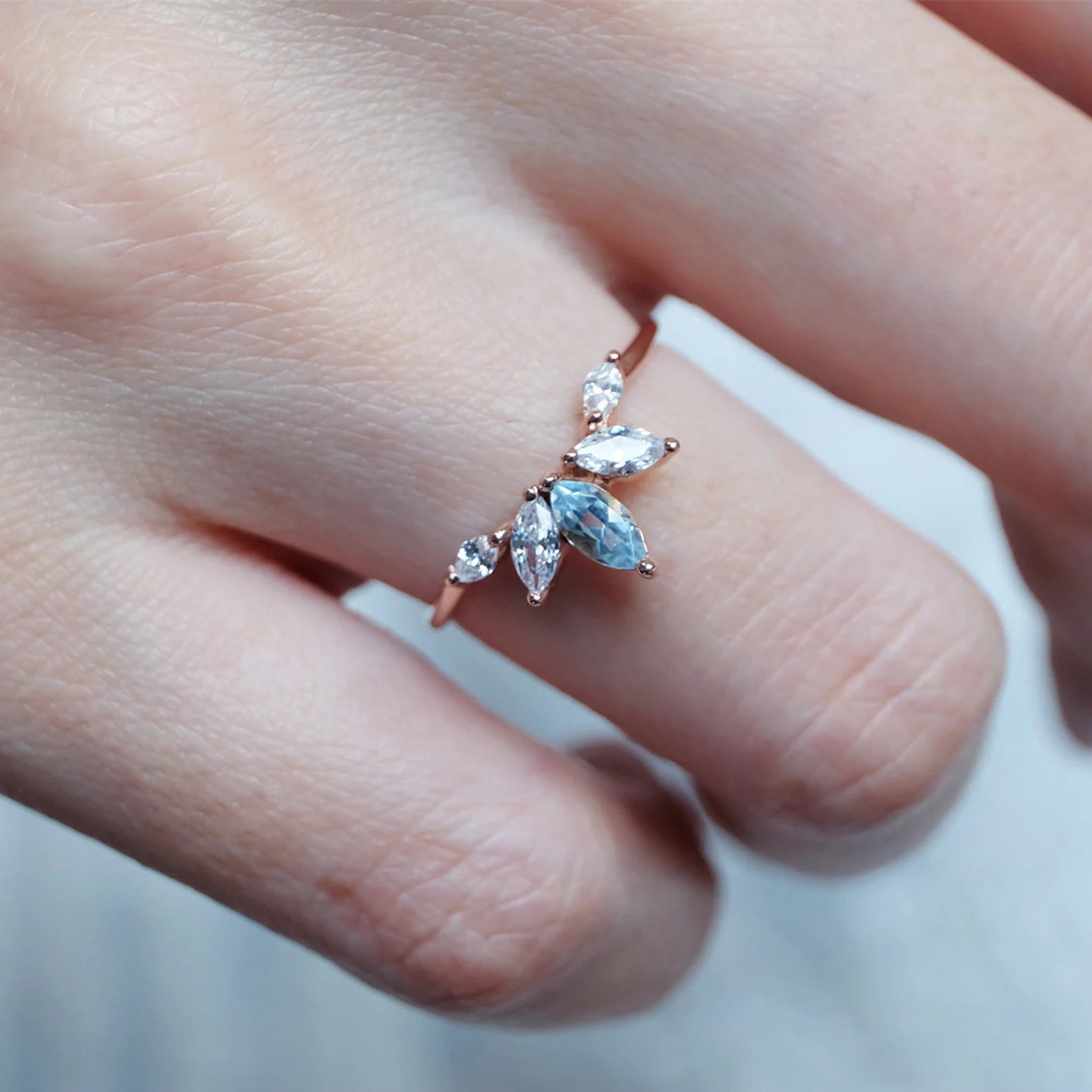 Aquamarine Cluster Ring Enu - SOVATS