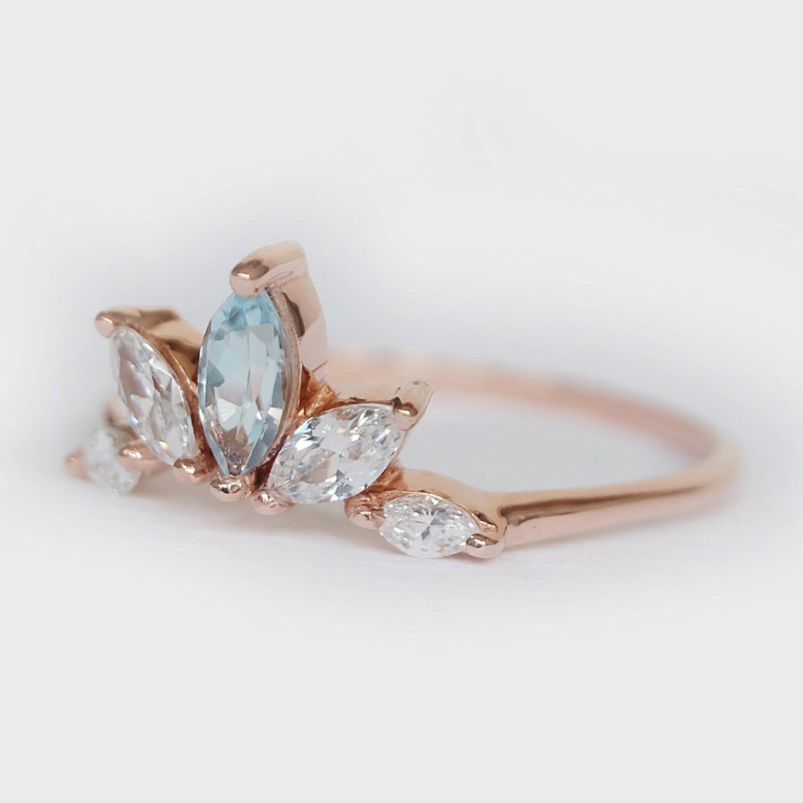 Aquamarine Cluster Ring Enu - SOVATS