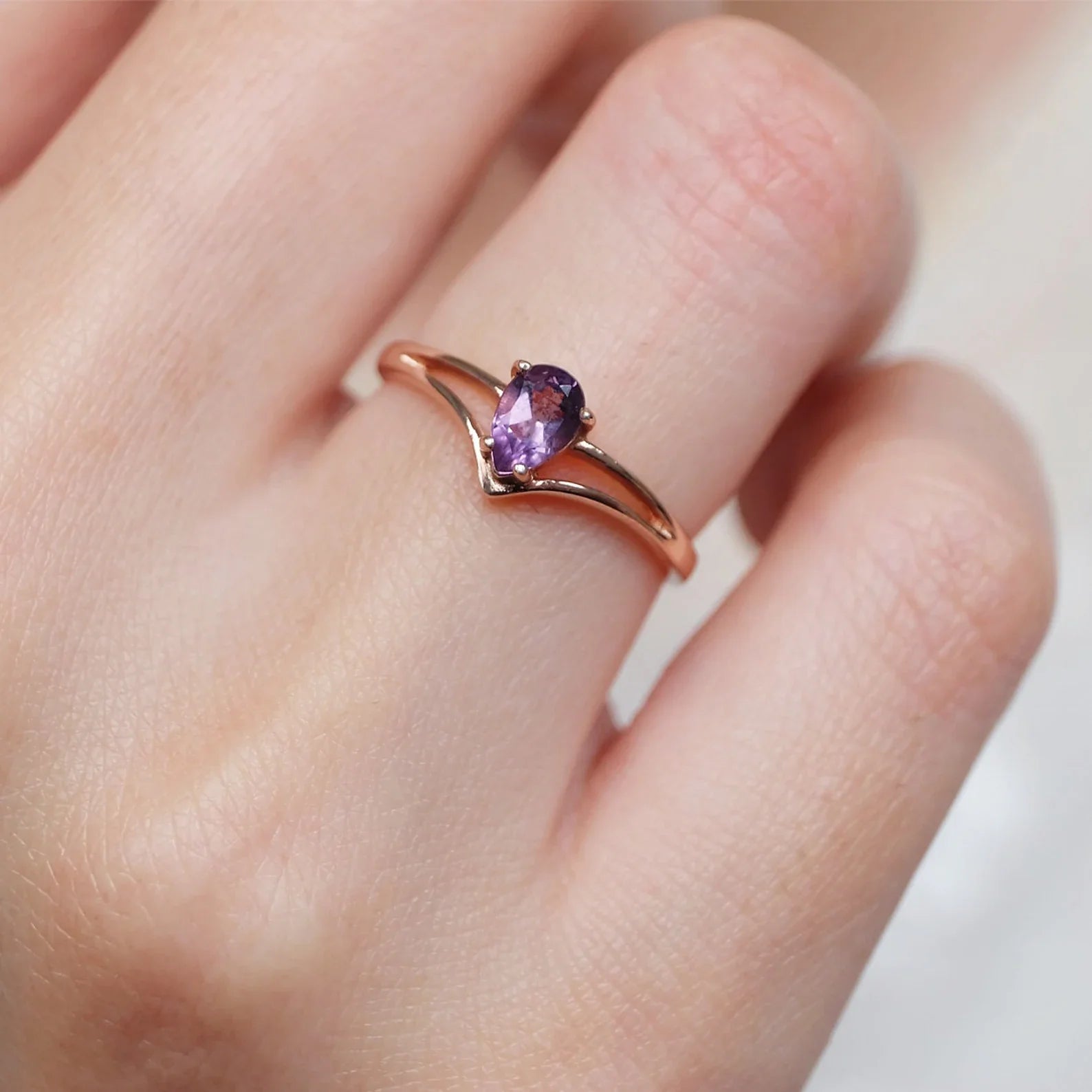 Amethyst Solitaire Ring Hilda - SOVATS
