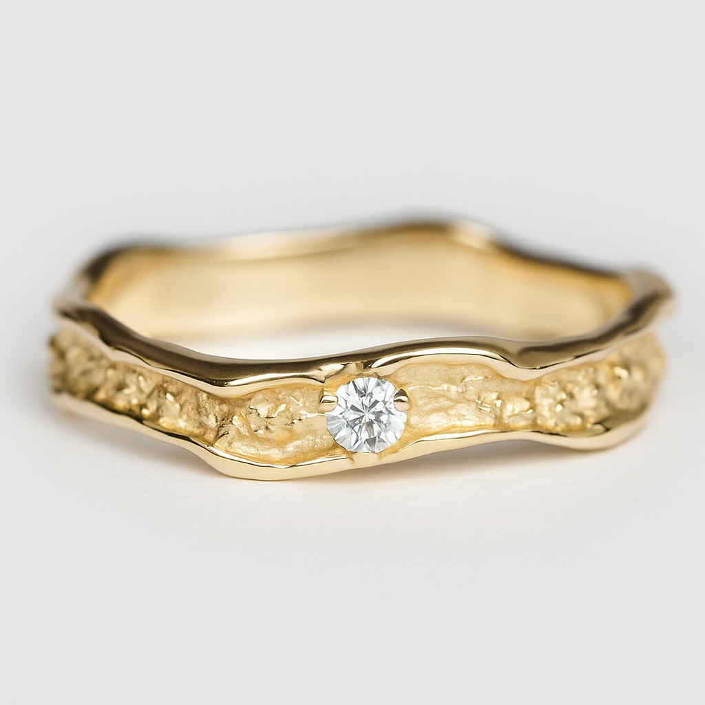 Textured Dimond Band Ring Irene
