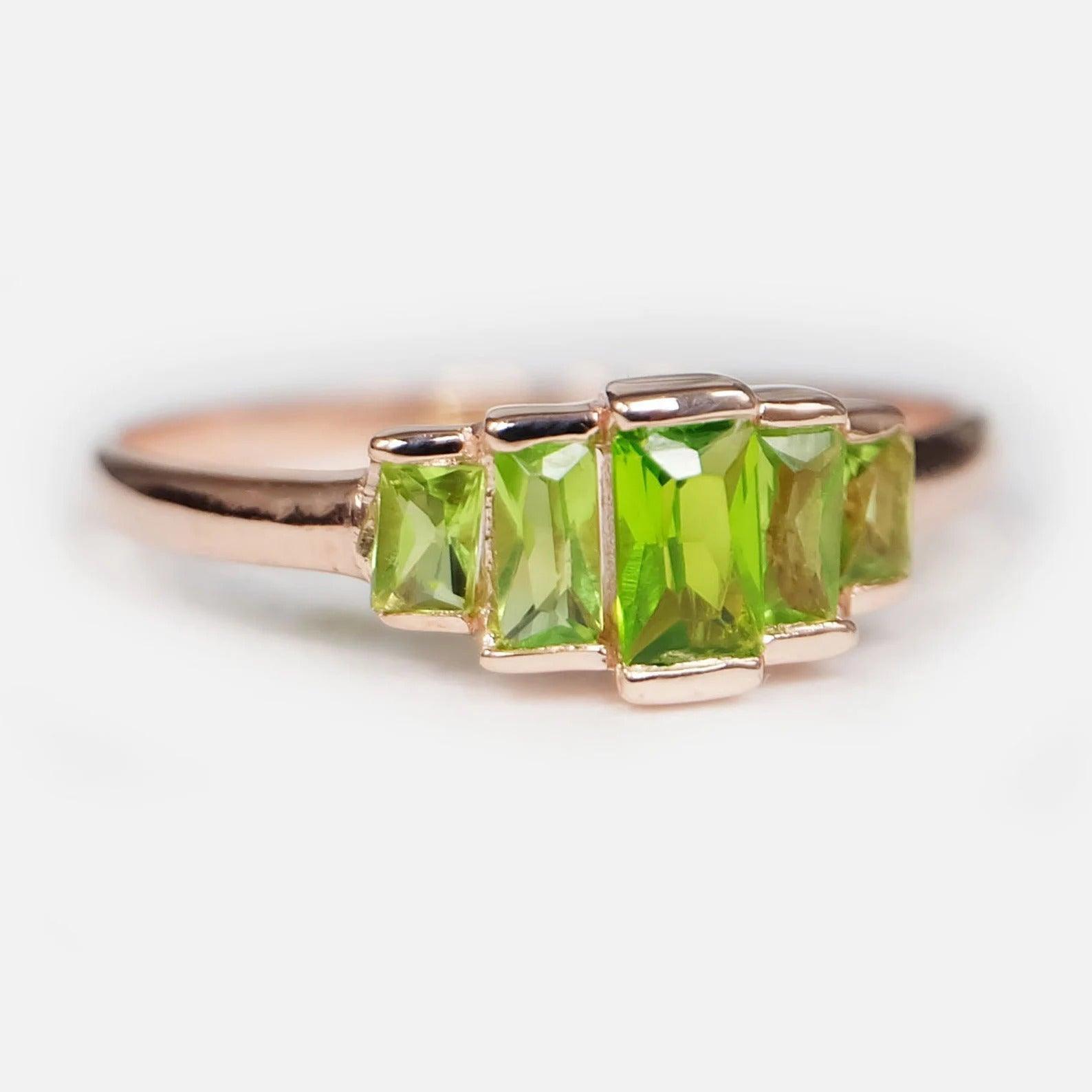 Peridot Baguette Ring Celestine - SOVATS