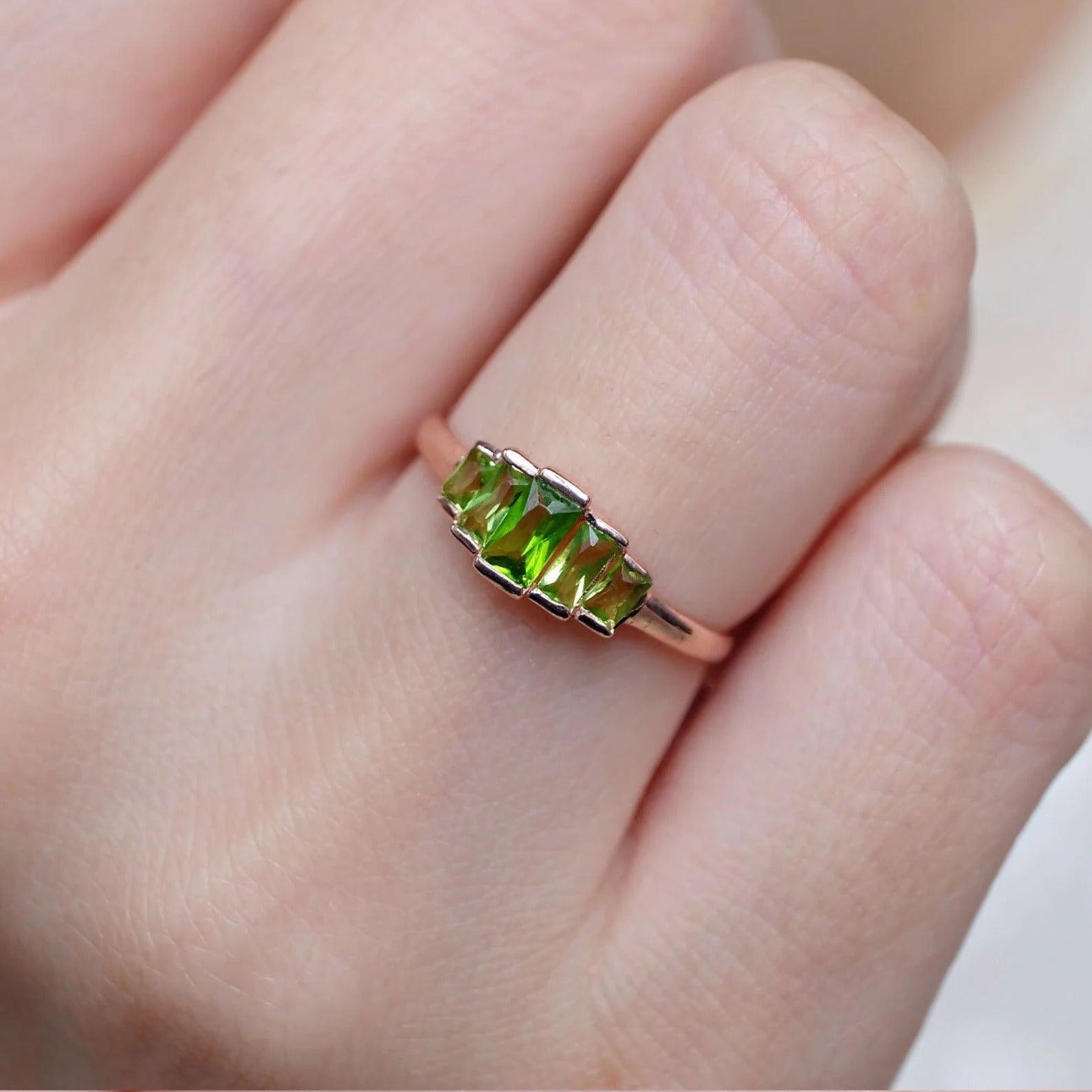 Peridot Baguette Ring Celestine - SOVATS