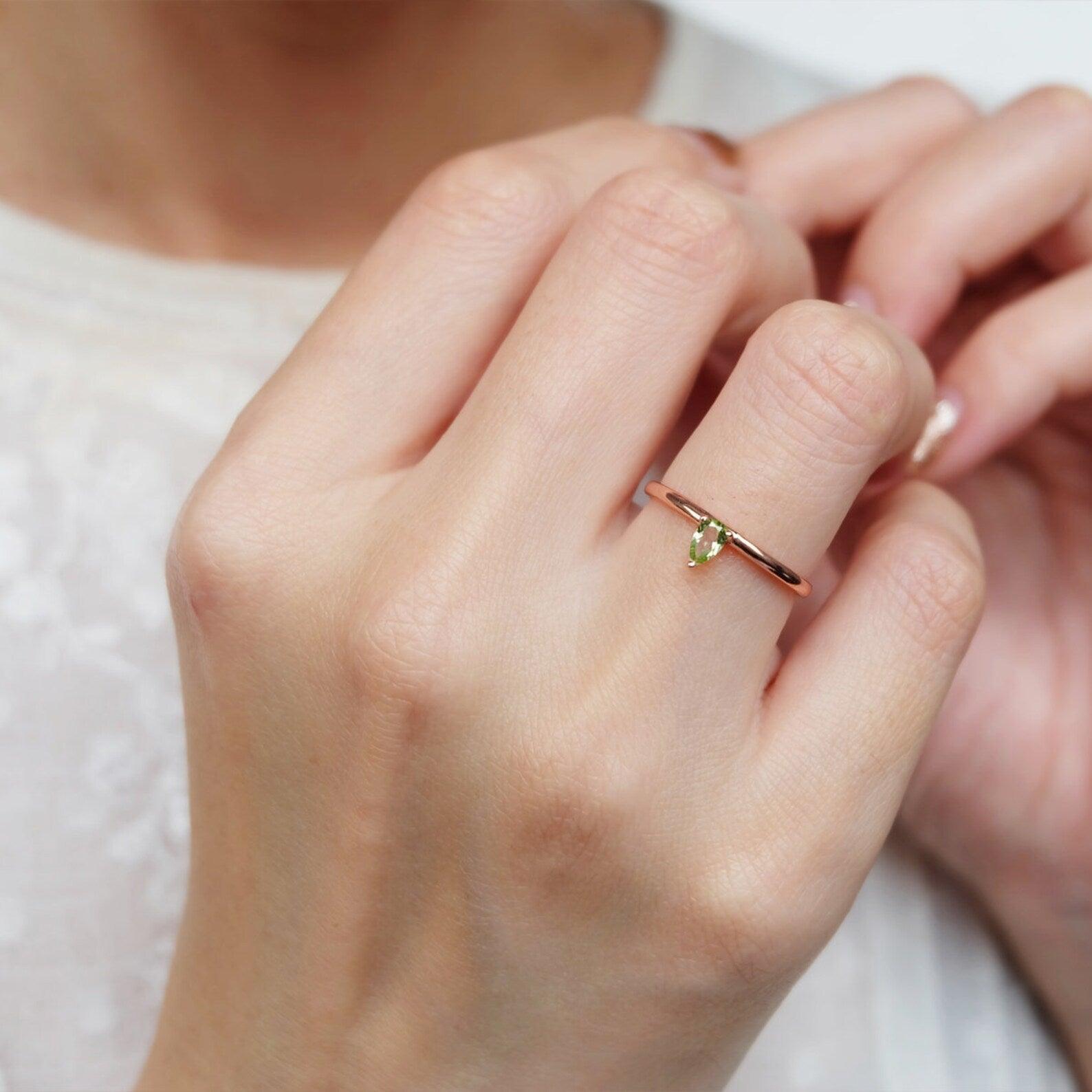 Peridot Teardrop Ring Ciel - SOVATS