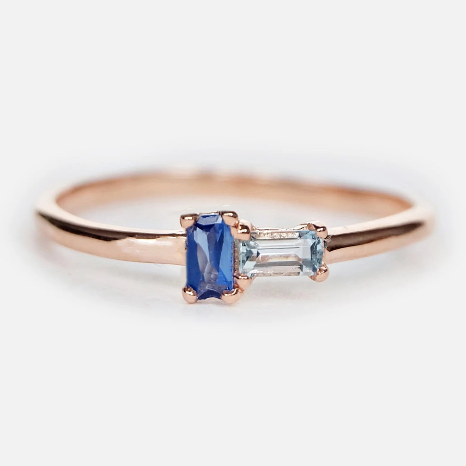 Sapphire Aquamarine Baguette Ring Helena