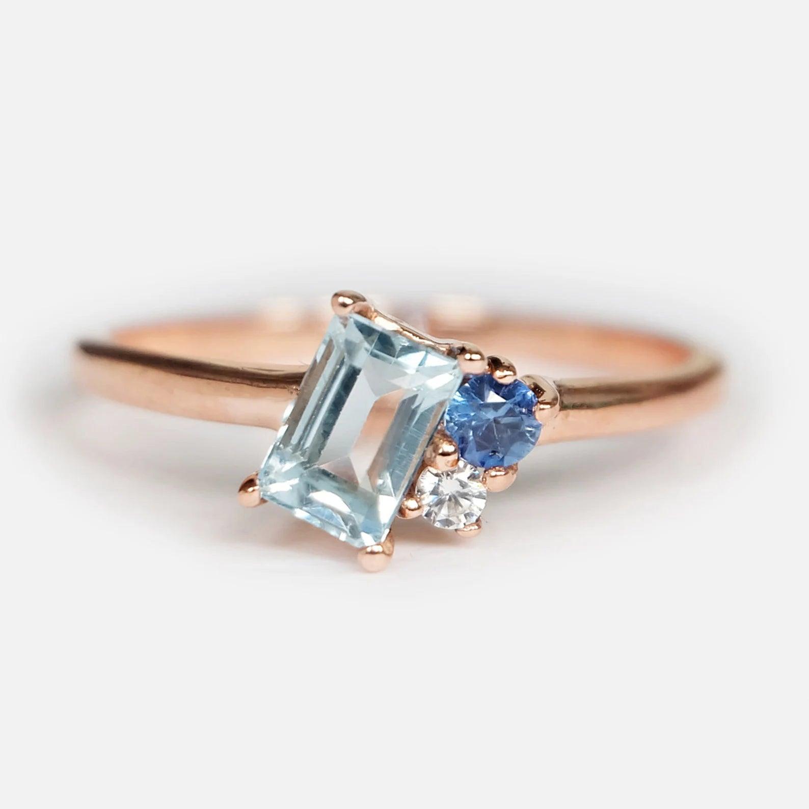 Aquamarine Sapphire Diamond Ring Tiphaine - SOVATS