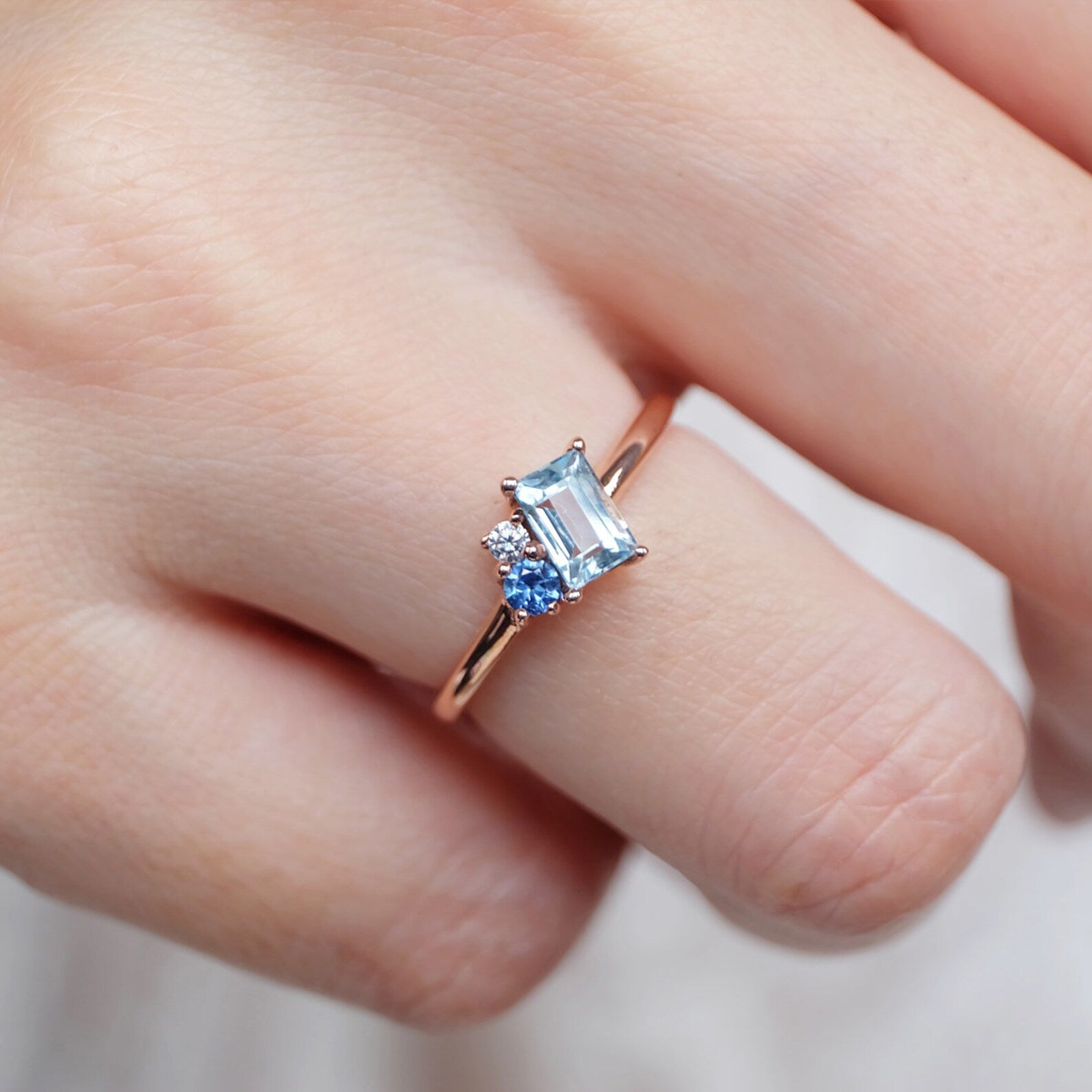 Aquamarine Sapphire Diamond Ring Tiphaine