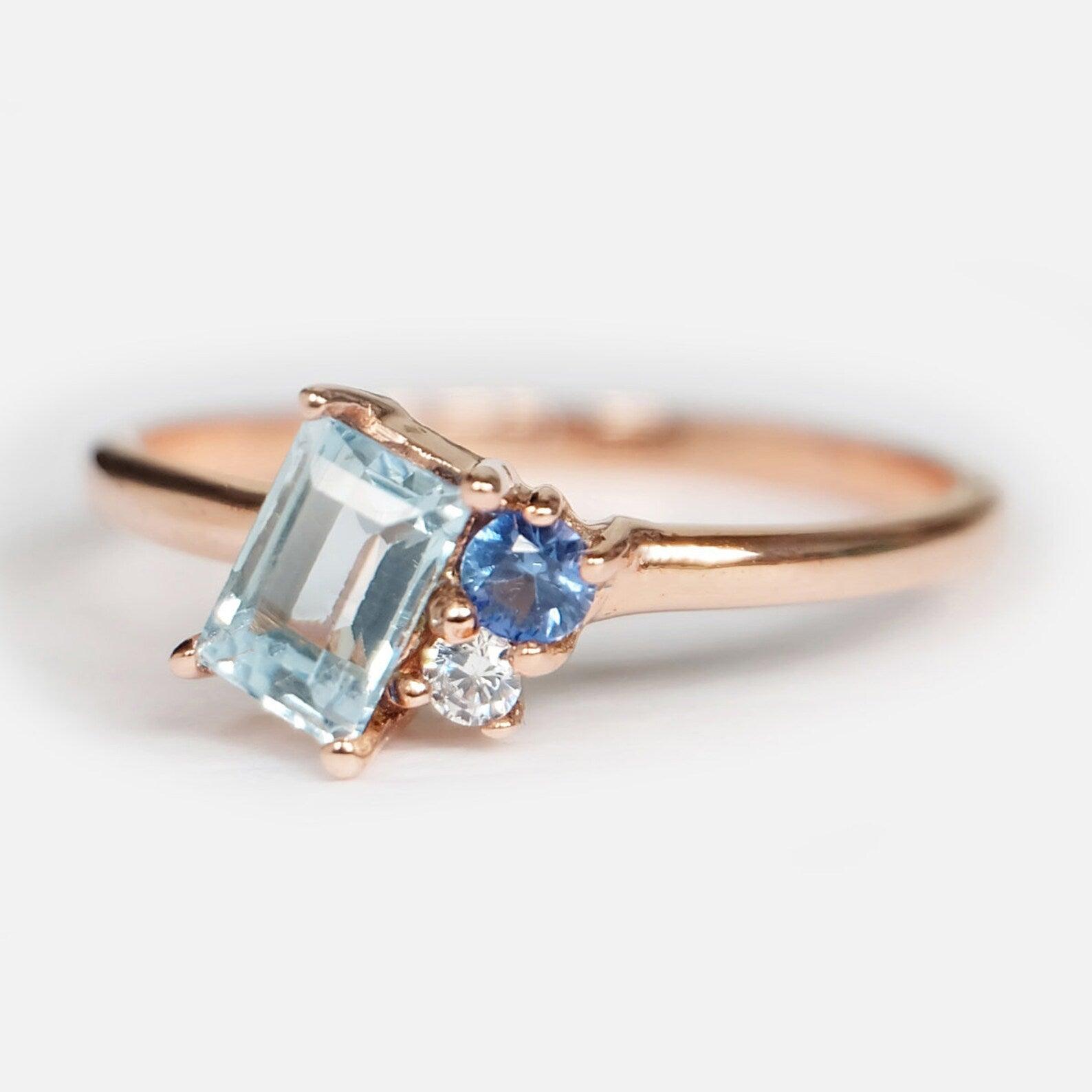 Aquamarine Sapphire Diamond Ring Tiphaine - SOVATS