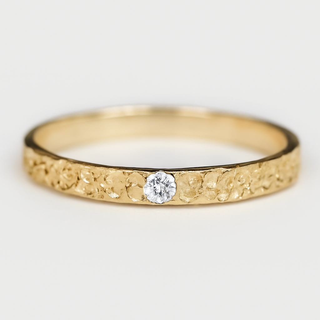 Hammered Diamond Band Ring Esther