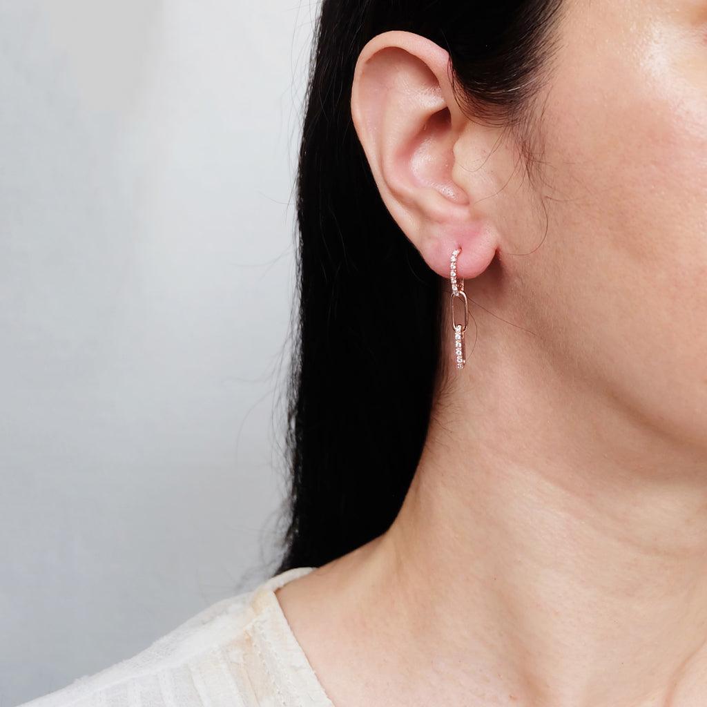 Drop Link Diamond Earrings Dipa - SOVATS