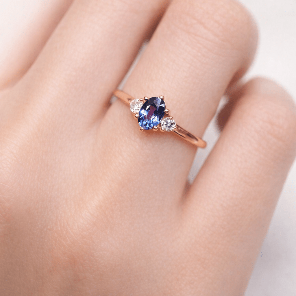 Alexandrite Diamond Engagement Gold Ring Elan - SOVATS