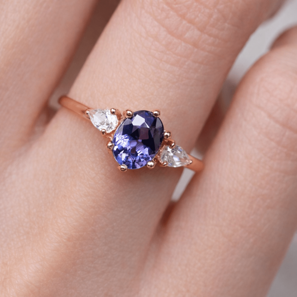 Alexandrite Diamond Engagement Gold Ring Emi - SOVATS
