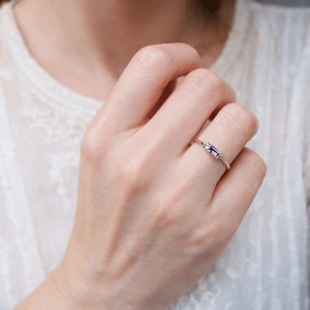 Amethyst and Aquamarine Gold Ring Jana - SOVATS