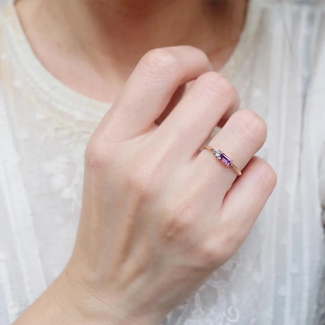 Amethyst and Aquamarine Ring Jana - SOVATS