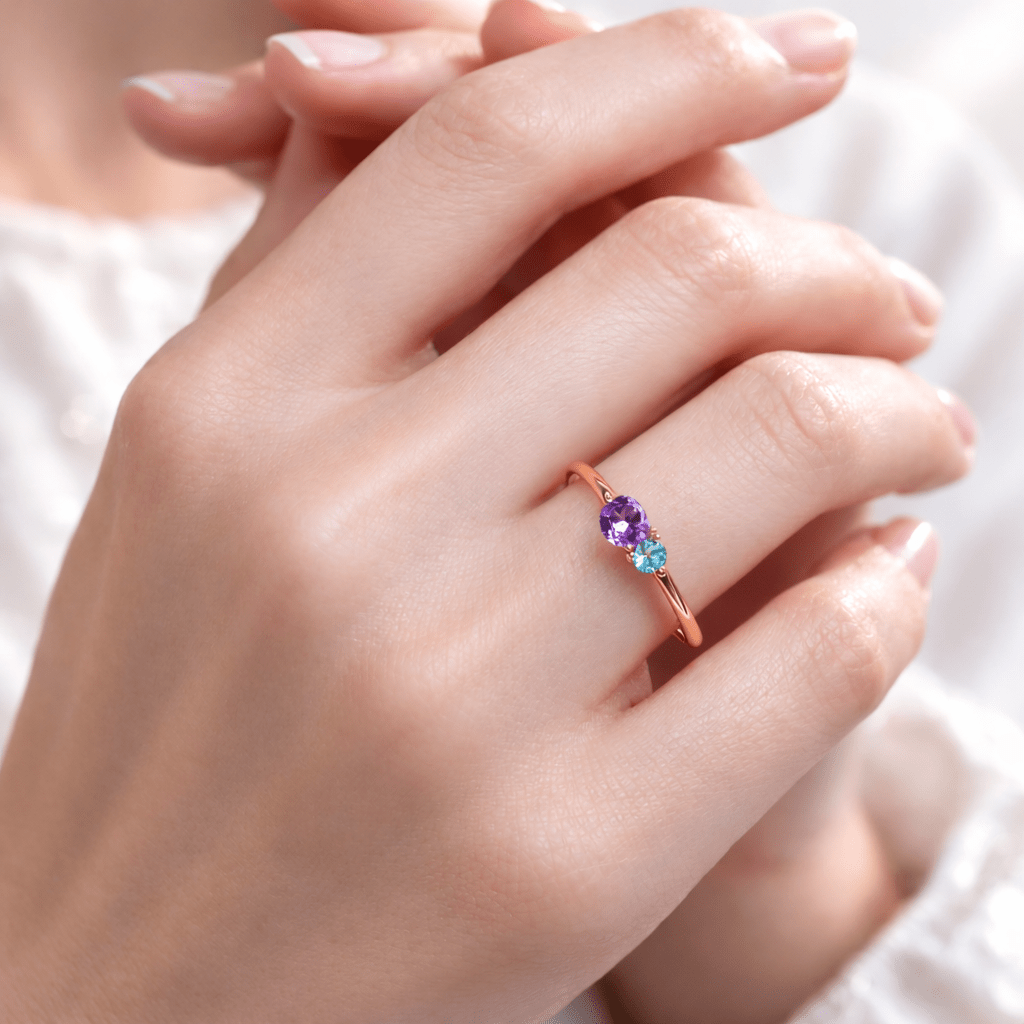Amethyst Aquamarine Gold Ring Twila - SOVATS