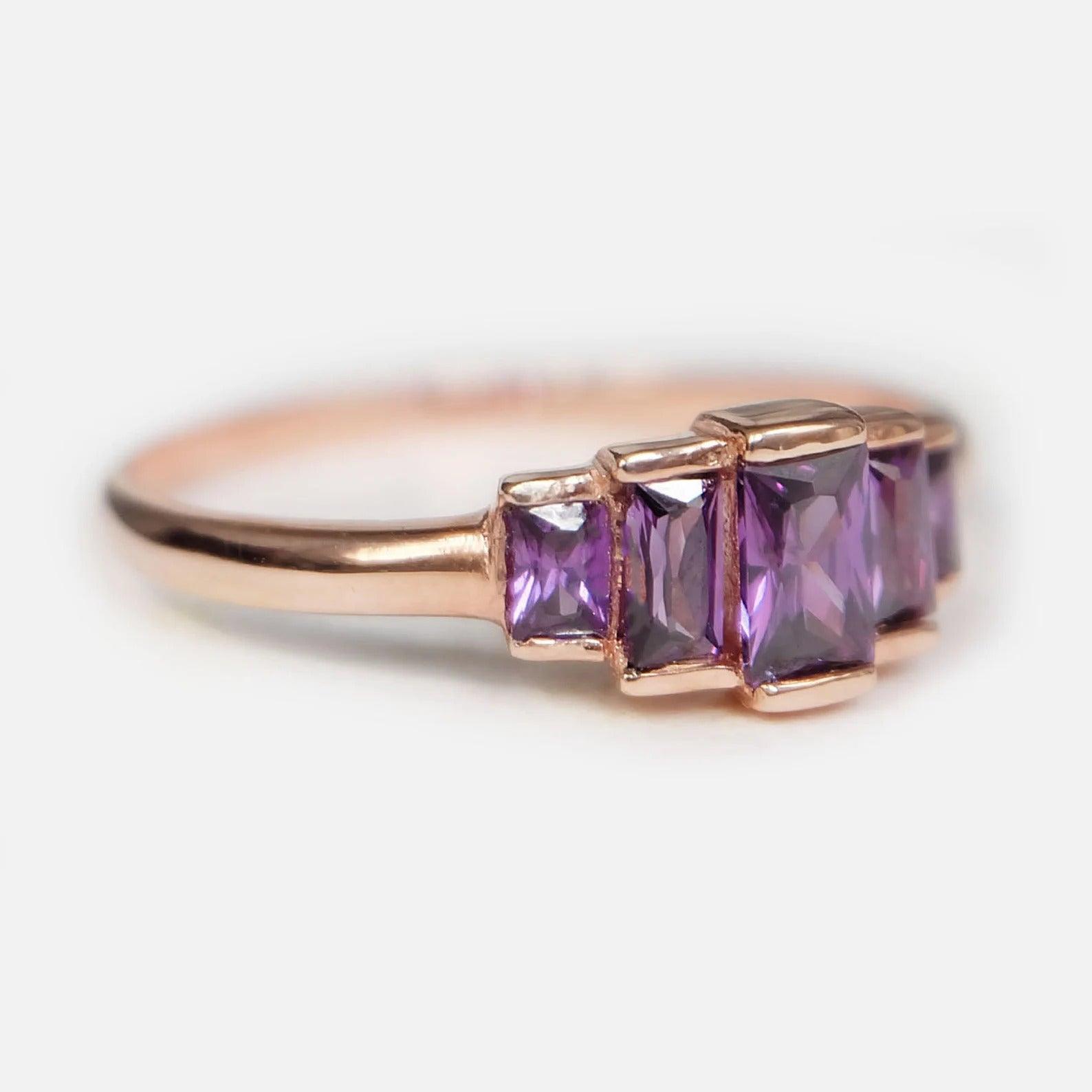 Amethyst Baguette Ring Celestine - SOVATS