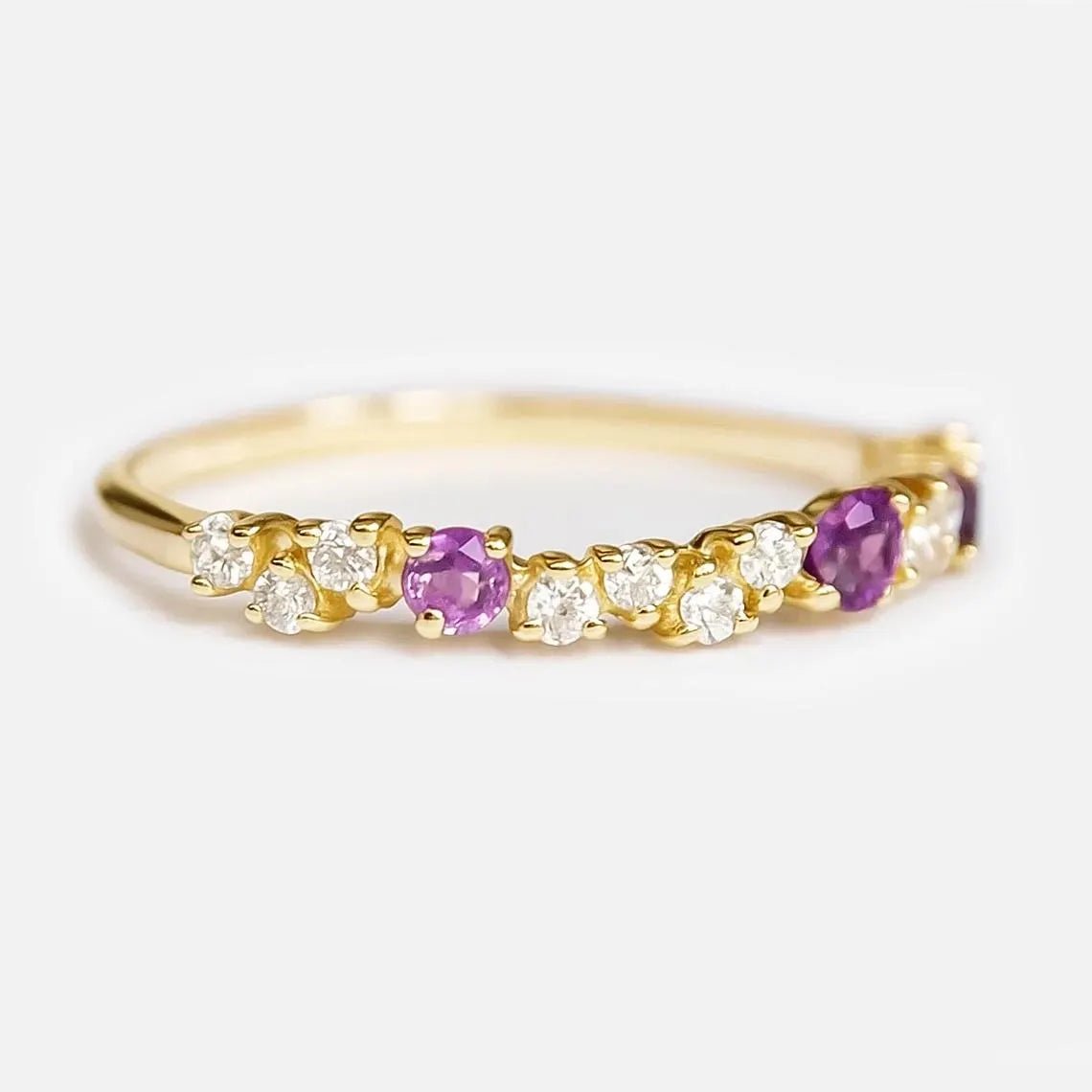 Amethyst Diamond Band Ring Mint - SOVATS