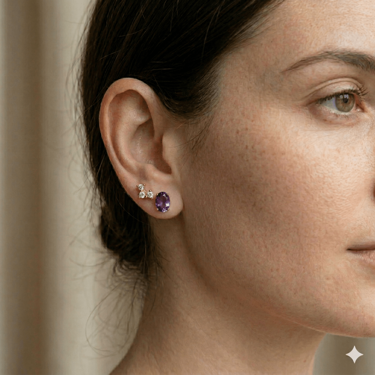 Amethyst Diamond Gold Earrings Amity - SOVATS