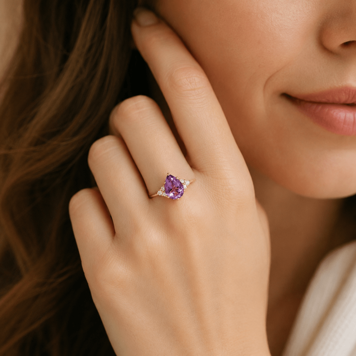 Amethyst Diamond Gold Ring Chandra - SOVATS