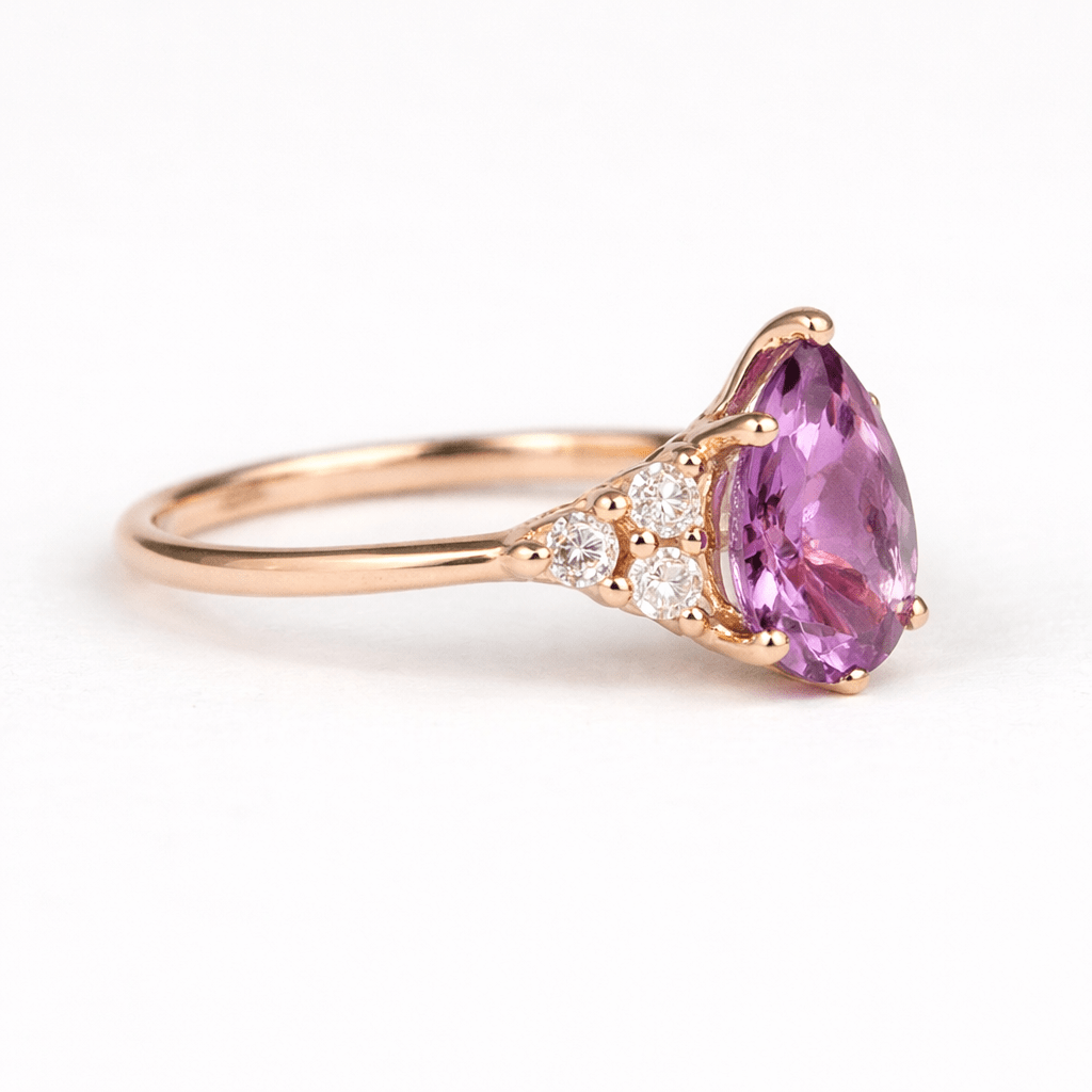 Amethyst Diamond Gold Ring Chandra - SOVATS