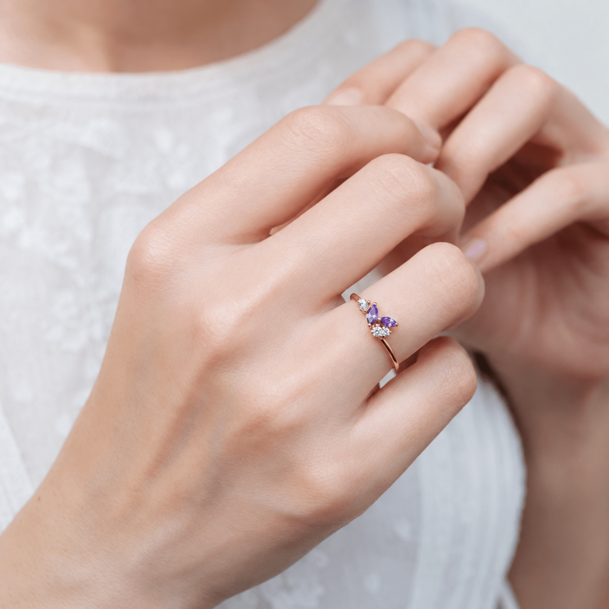 Amethyst Diamond Gold Ring Dewi - SOVATS