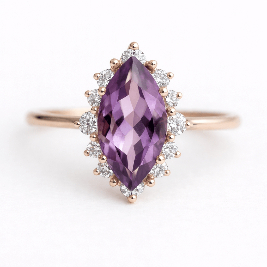 Amethyst Diamond Gold Ring Nafiri - SOVATS