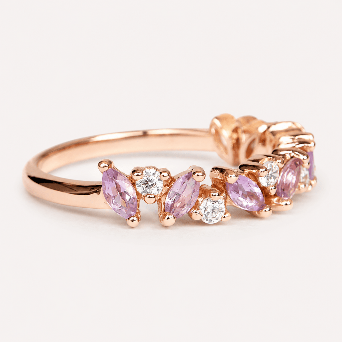 Amethyst Diamond Gold Ring Natalya - SOVATS