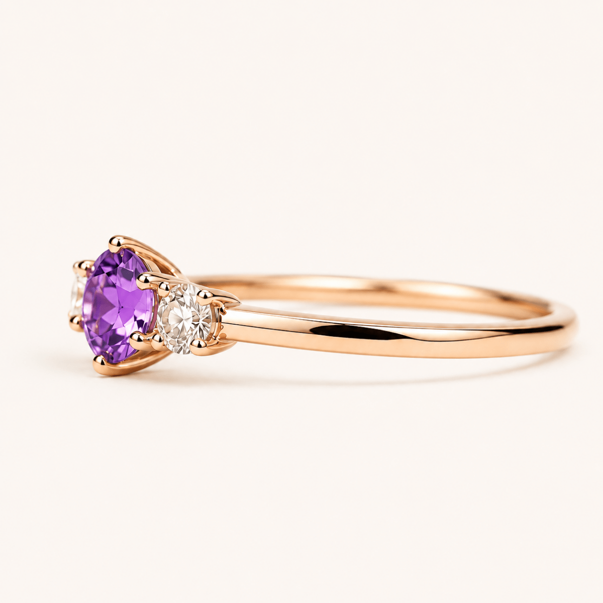 Amethyst Diamond Gold Ring Toki - SOVATS