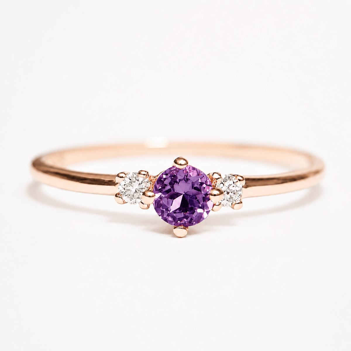 Amethyst Diamond Gold Ring Toki - SOVATS