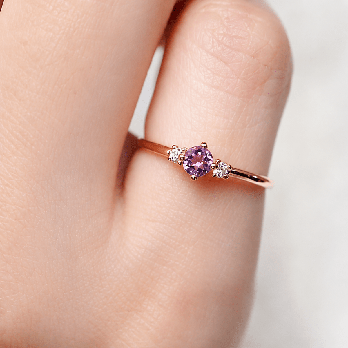 Amethyst Diamond Gold Ring Toki - SOVATS