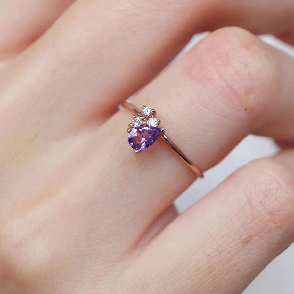 Amethyst Diamond Ring Lin - SOVATS