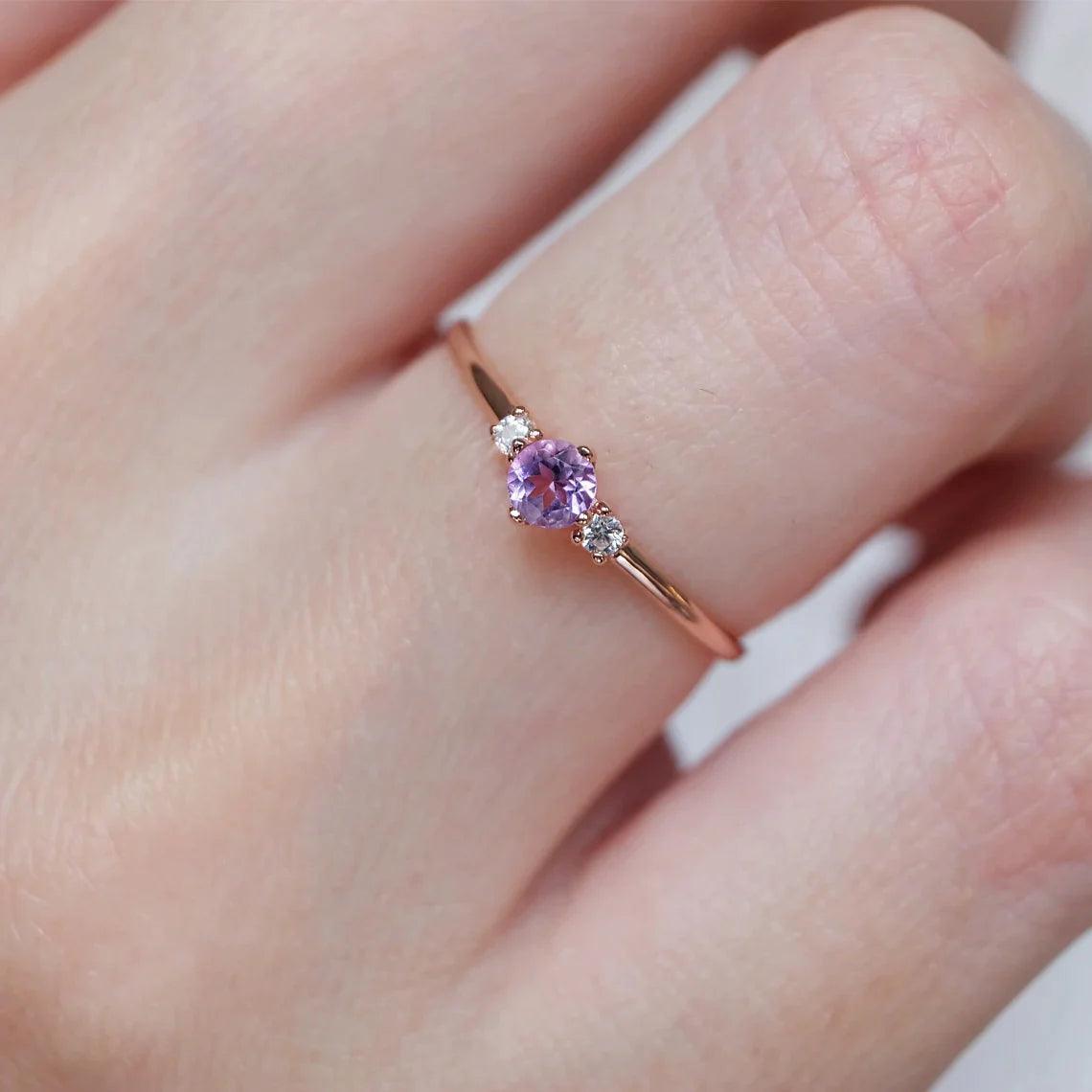 Amethyst Diamond Ring Toki - SOVATS