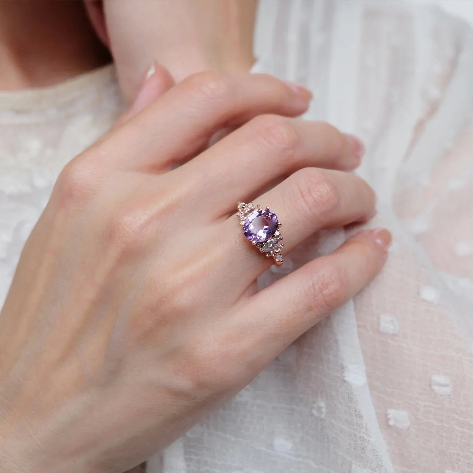 Amethyst Engagement Ring Galia - SOVATS