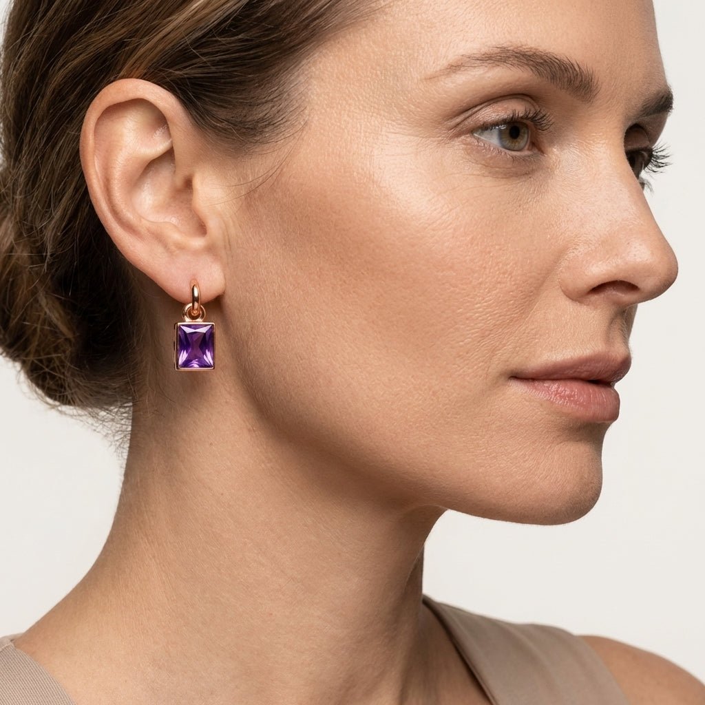 Amethyst Gold Earrings Richa - SOVATS