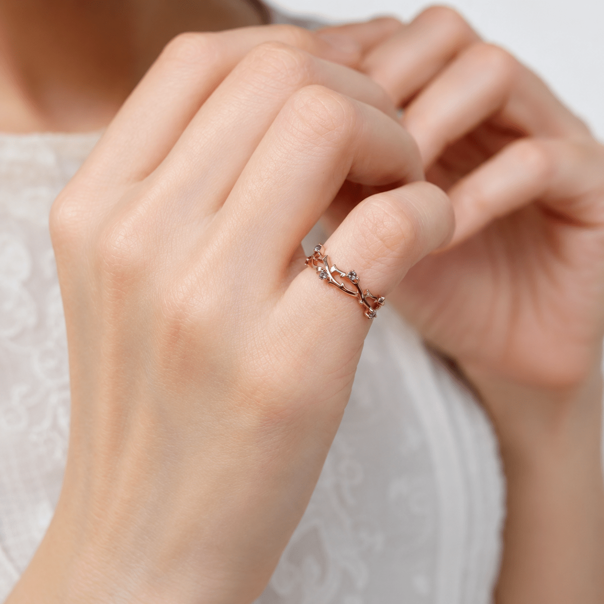 Amethyst Leaf Gold Ring Jie - SOVATS