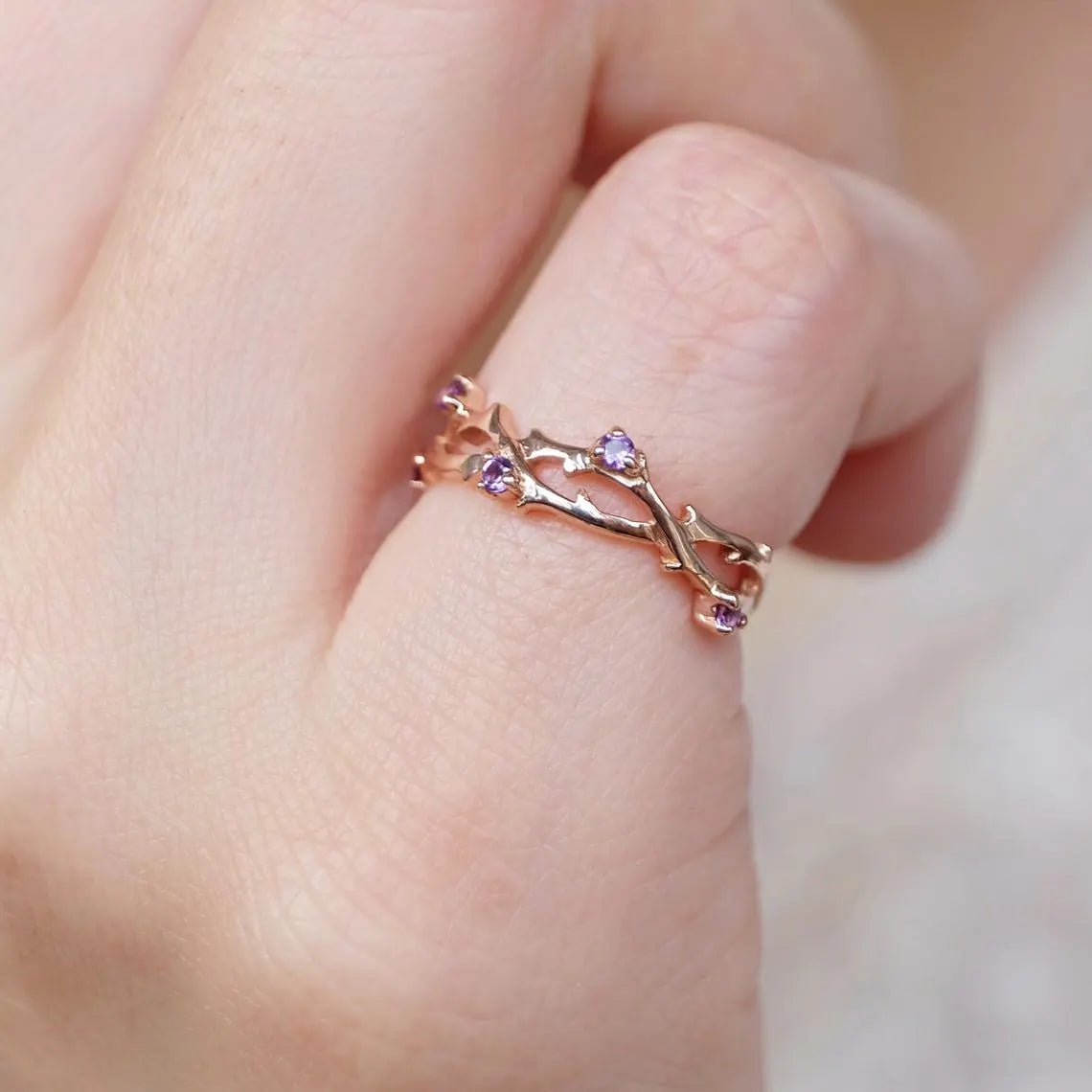 Amethyst Leaf Ring Jie - SOVATS