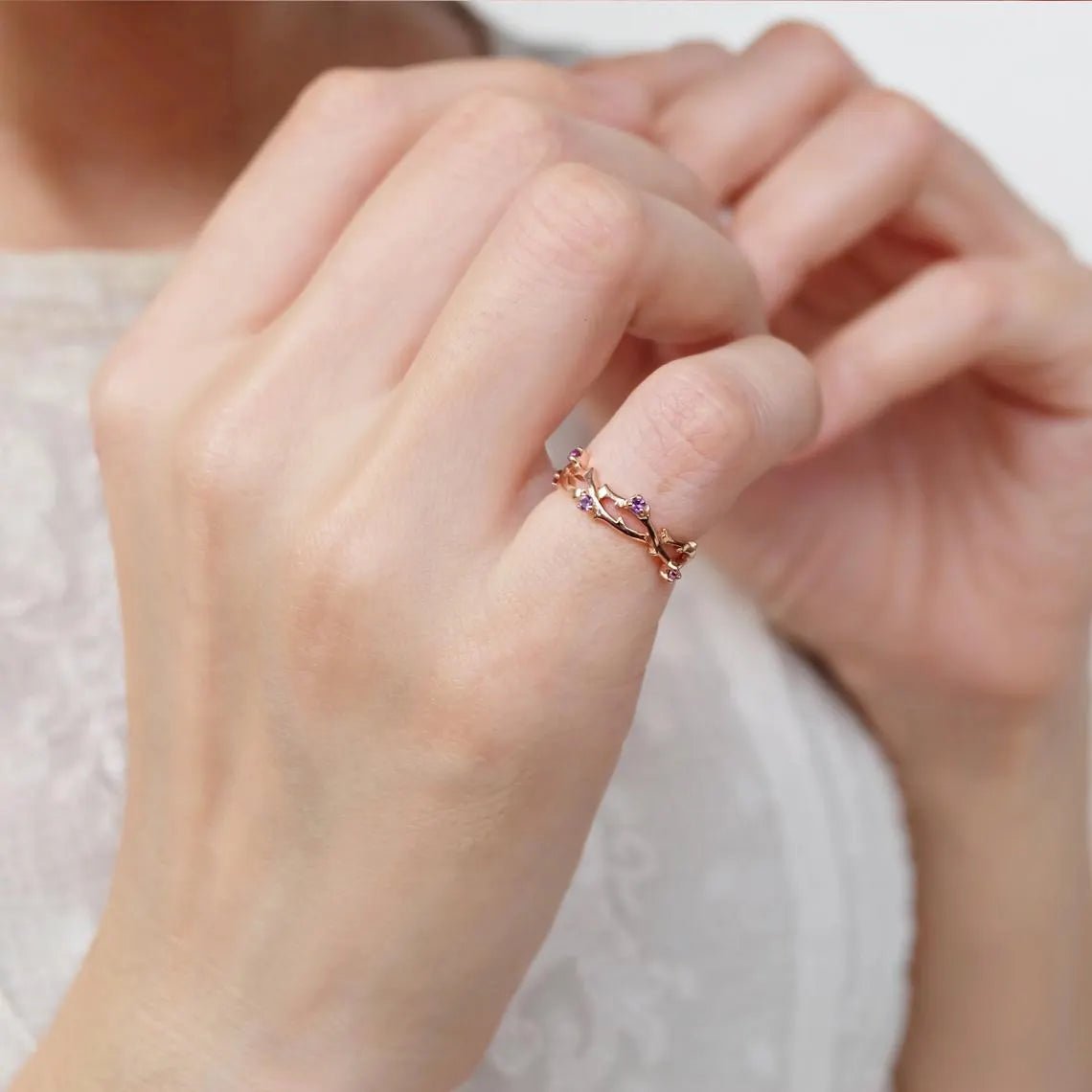 Amethyst Leaf Ring Jie - SOVATS