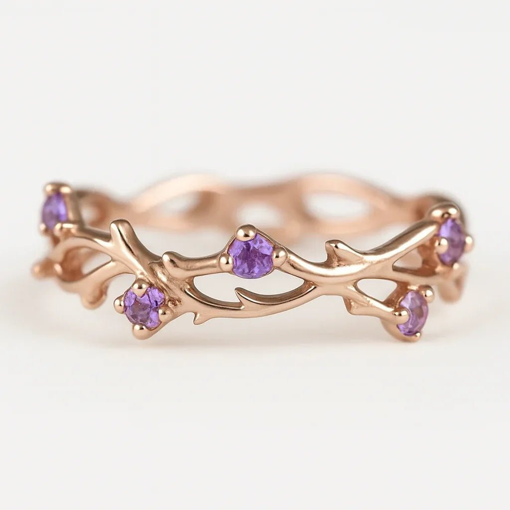 Amethyst Leaf Ring Jie - SOVATS