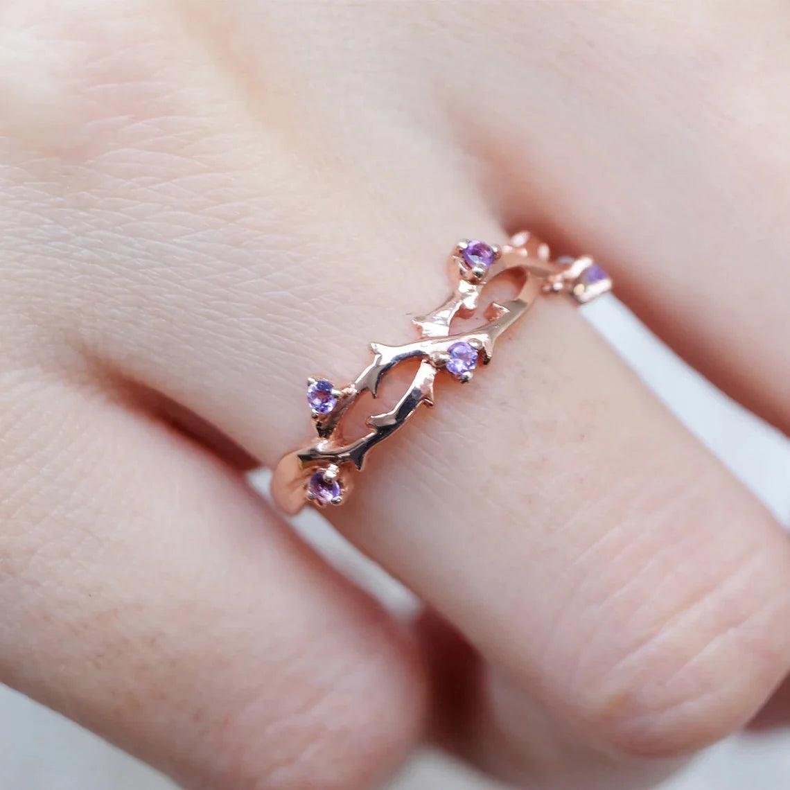 Amethyst Leaf Ring Jie - SOVATS