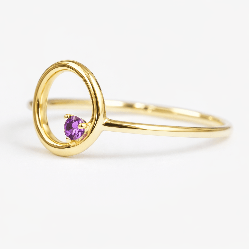 Amethyst Open Circle Gold Ring Silus - SOVATS