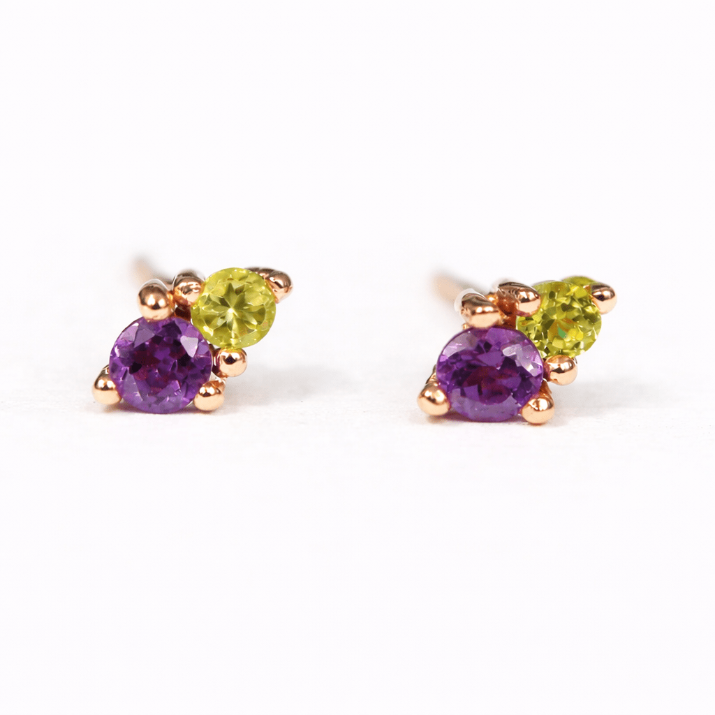 Amethyst Peridot Gold Earrings Melia - SOVATS