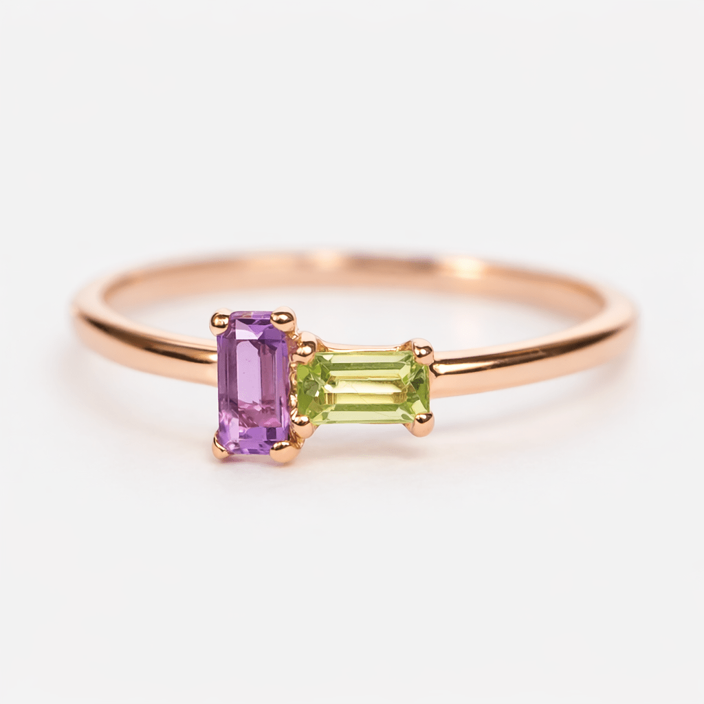Amethyst Peridot Gold Ring Asteria - SOVATS