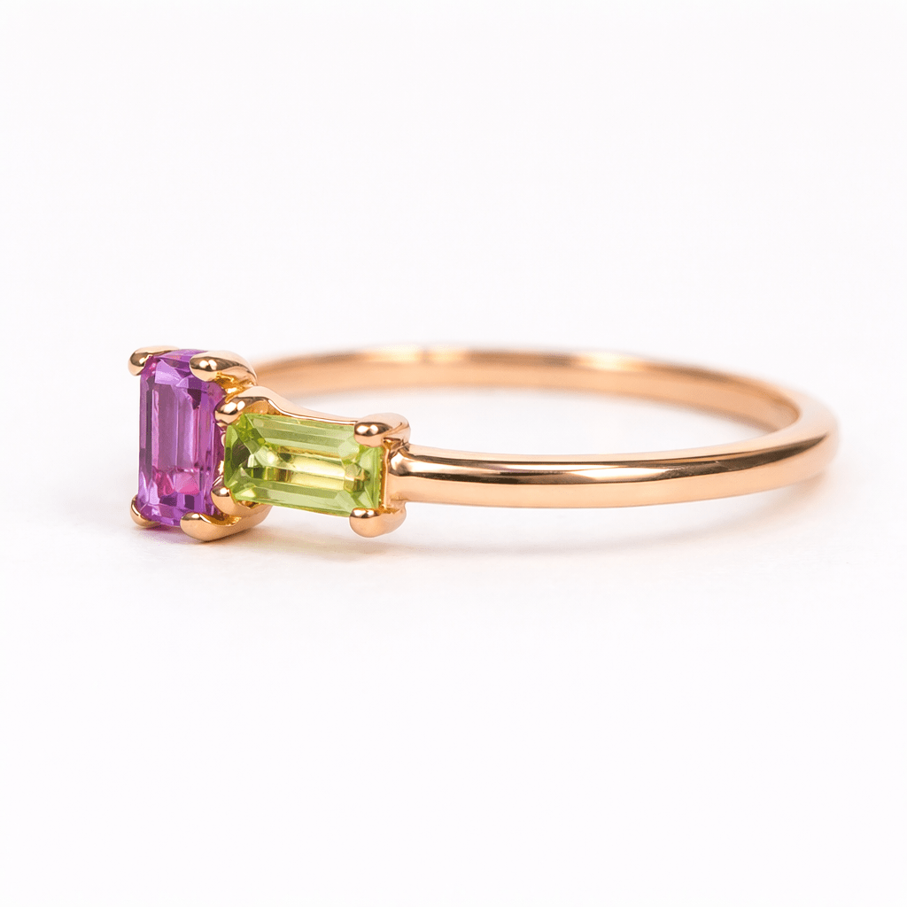 Amethyst Peridot Gold Ring Asteria - SOVATS