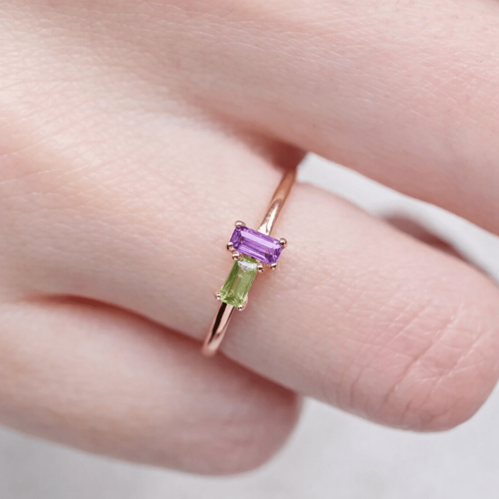 Amethyst Peridot Gold Ring Asteria - SOVATS