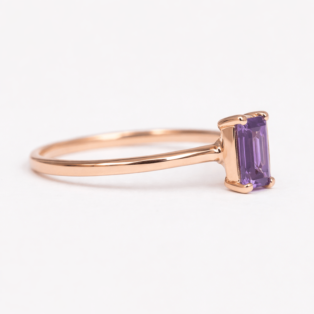Amethyst Solitaire Gold Ring Troyan - SOVATS