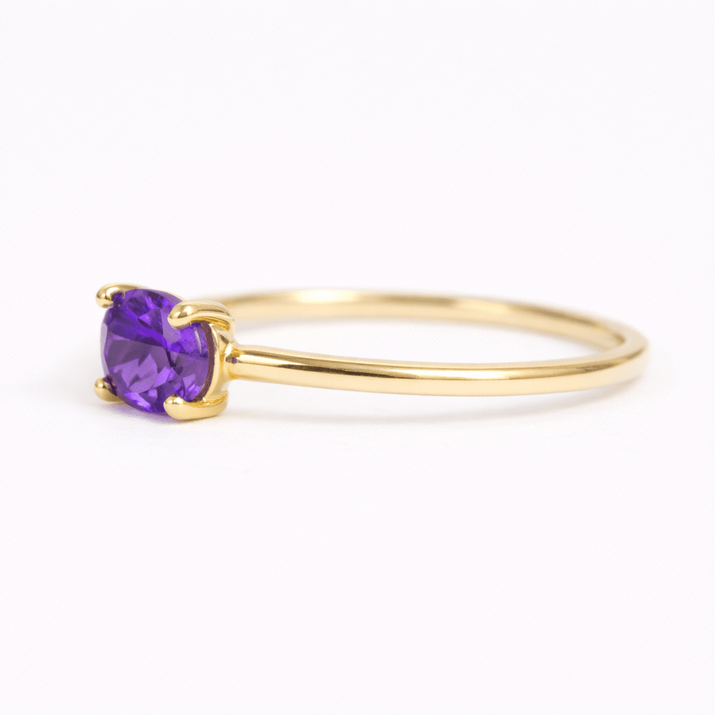 Amethyst Solitaire Gold Ring Yenna - SOVATS